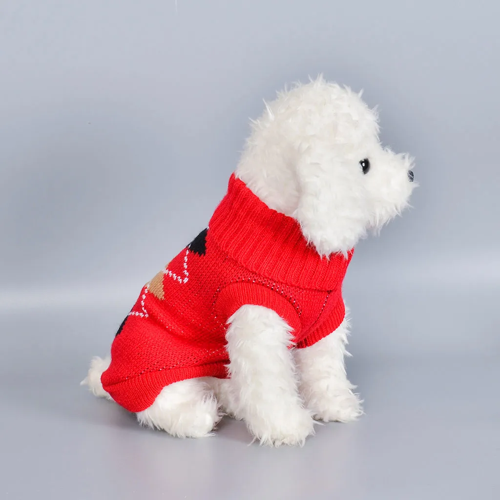 Домашняя собака кошка теплая зимняя водолазка с принтом сердца свитер костюм