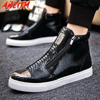 plus size sneakers for men 2021 high top platforms mens casual shoes fashion snake pattern sports shoes for male running b40