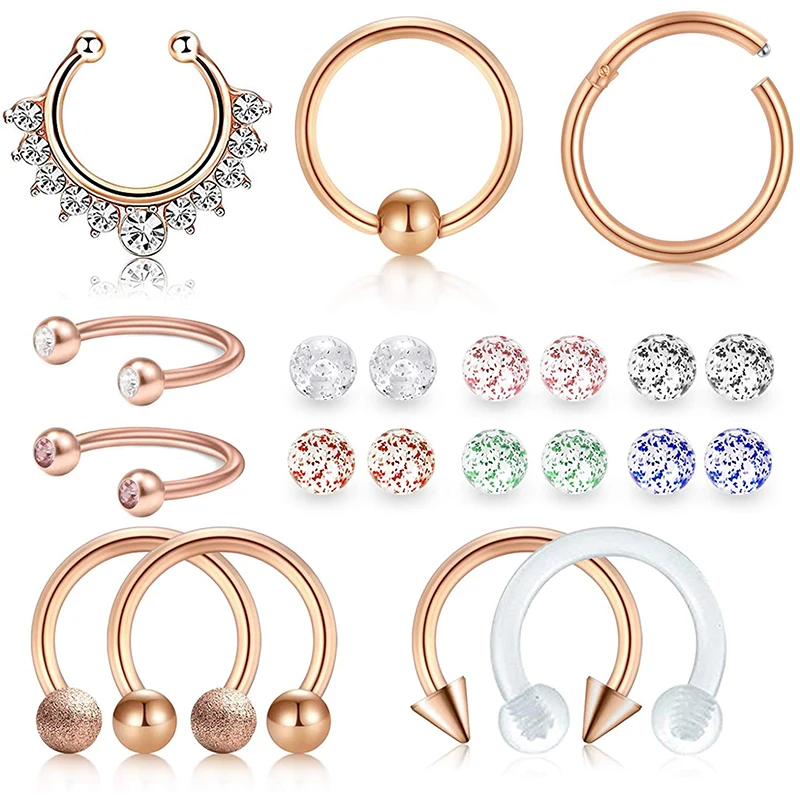 16 г поддельные перегородки Кольца Пирсинг кольцо для носа губ Daith хрящи серьги на