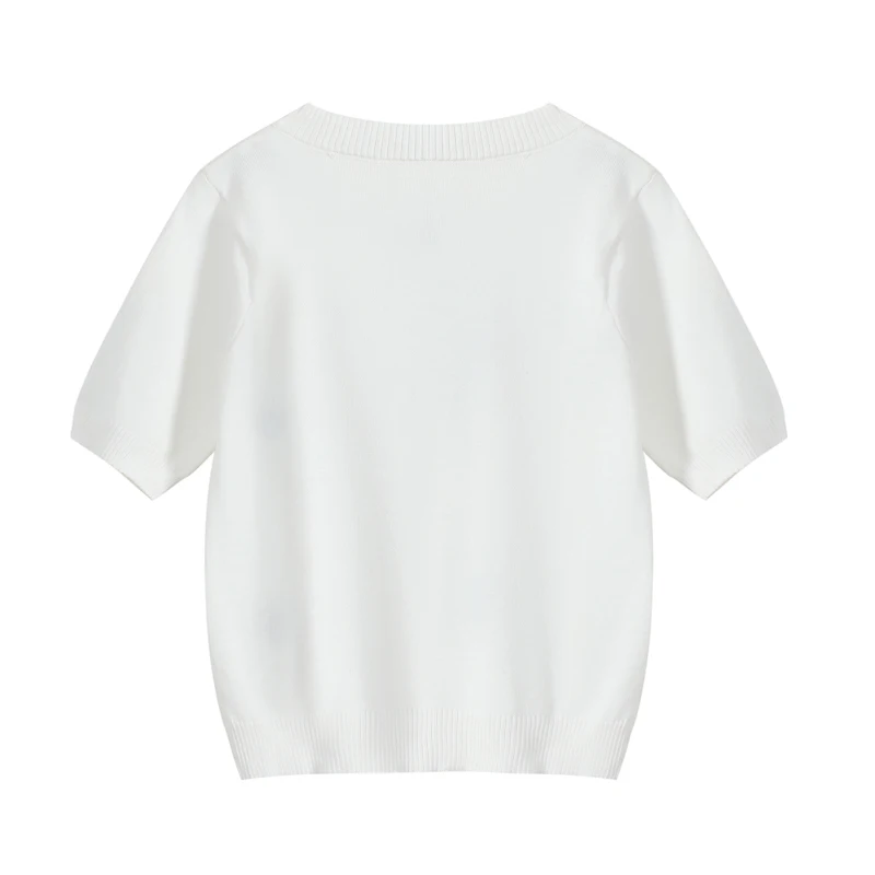 Женский трикотажный укороченный свитер элегантный белый Повседневный топ с