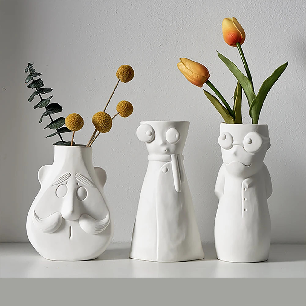 

Nordic Home Decor Ceramic Vase Abstract Face Flower Pot Dried Flower Arrangment Living Room Decoration Desk Plants Accessories