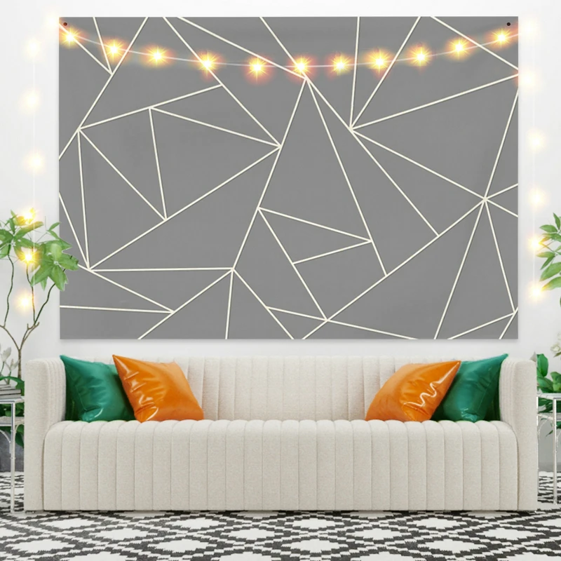 

Geometric Patterns Gray Backdrop Tapestry for Livingroom Photography Wall Decor