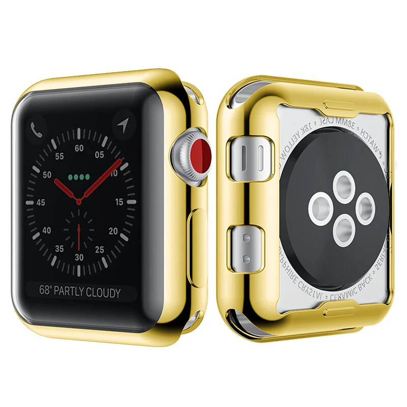 Чехол для Apple Watch 5 4 Чехол 44 мм/40 мм iWatch band 42 мм 38 мм универсальная защитная крышка бампер Apple watch 3 2 1 Аксессуары - Color: gold