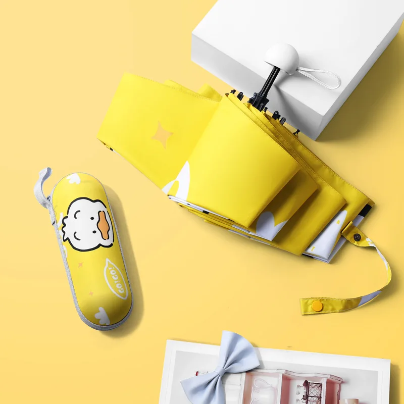 

Новый автоматический зонт от дождя, женские милые складные зонты с симпатичной уткой, ветрозащитные, с черным покрытием, защита от ультрафи...