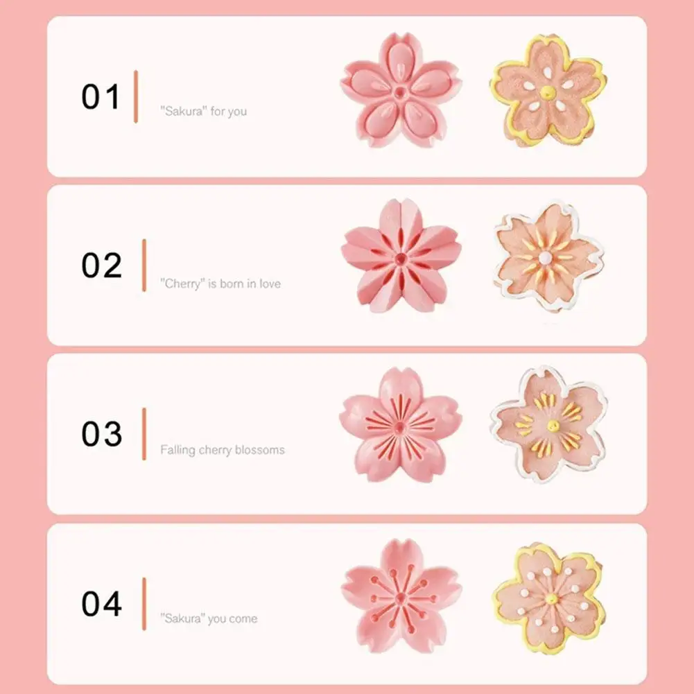 

5pcs / set Sakura Cookie Mold Stamp Biscuit Mold Cutter Pink Blossom Mold Flower Charm DIY Floral MoldFondant Baking Tool