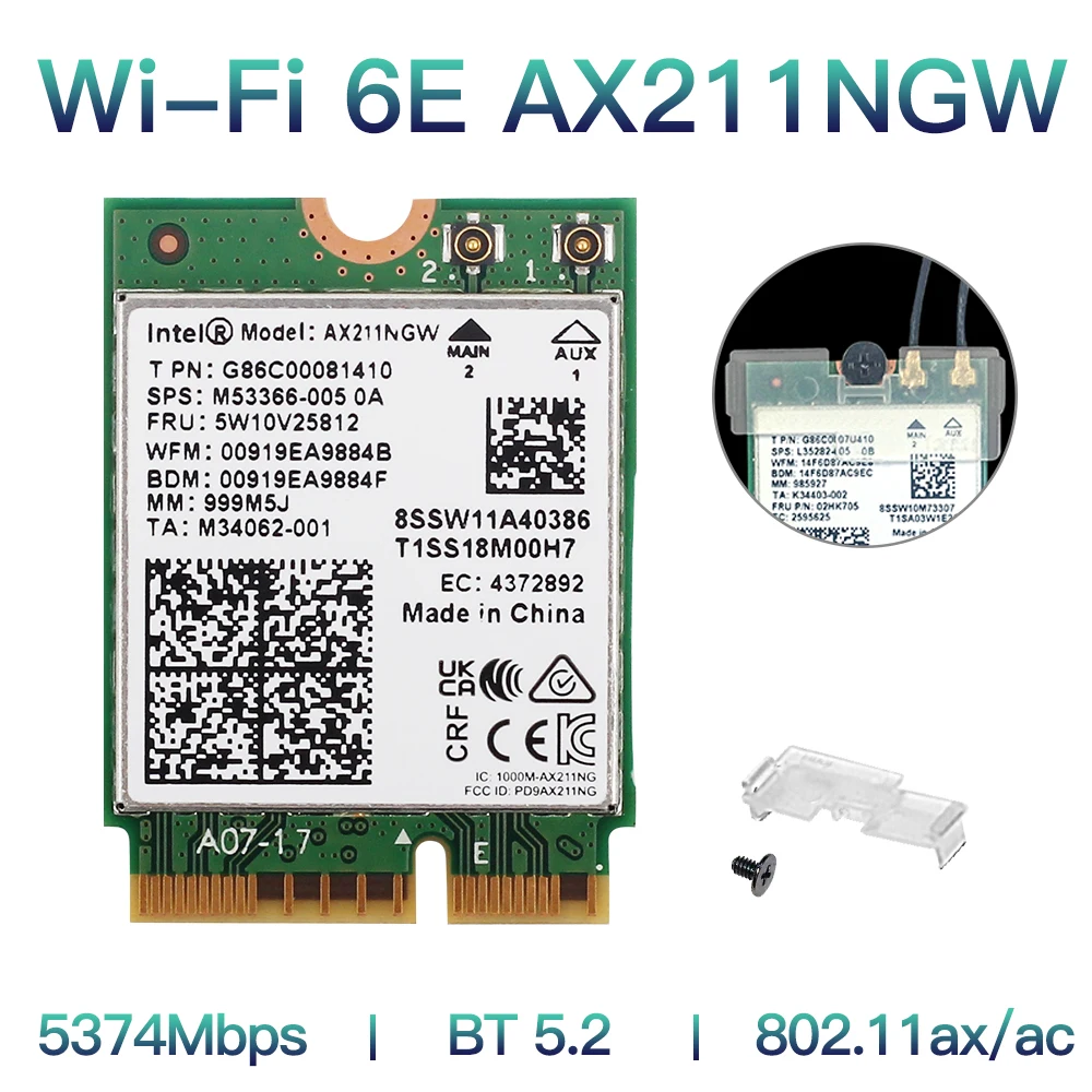 Wi-Fi 6E Intel AX211 CNVIo2 M.2 слот трехдиапазонный с Bluetooth 5 2 сетевой беспроводной адаптер