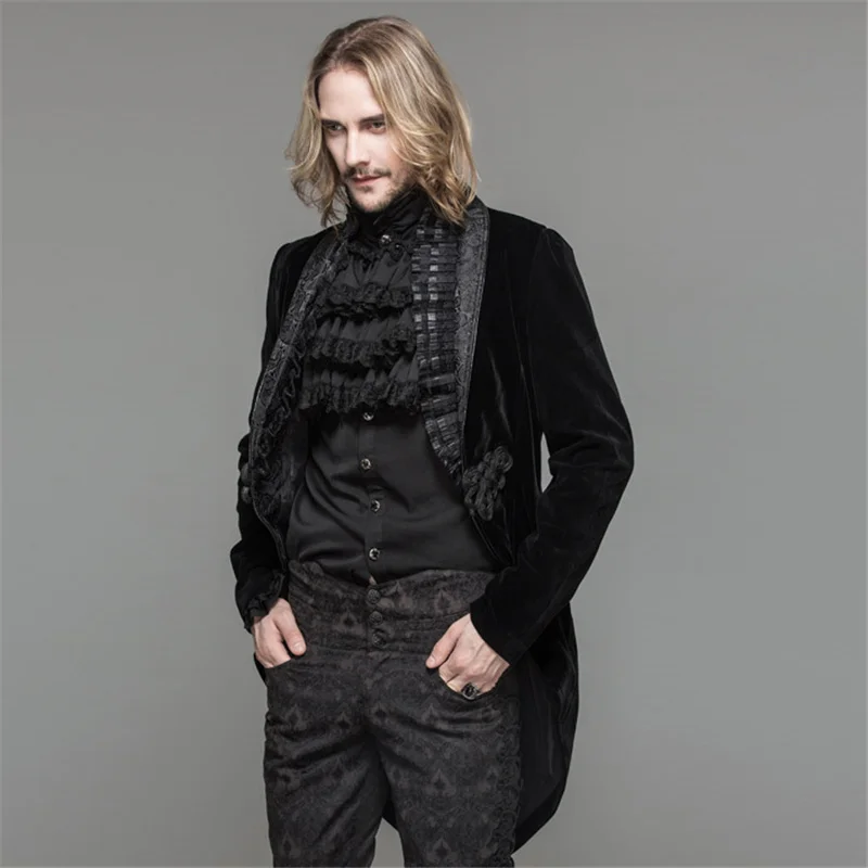Дьявольская мода Мужская Готическая нобилиарная куртка Официальный вечерний