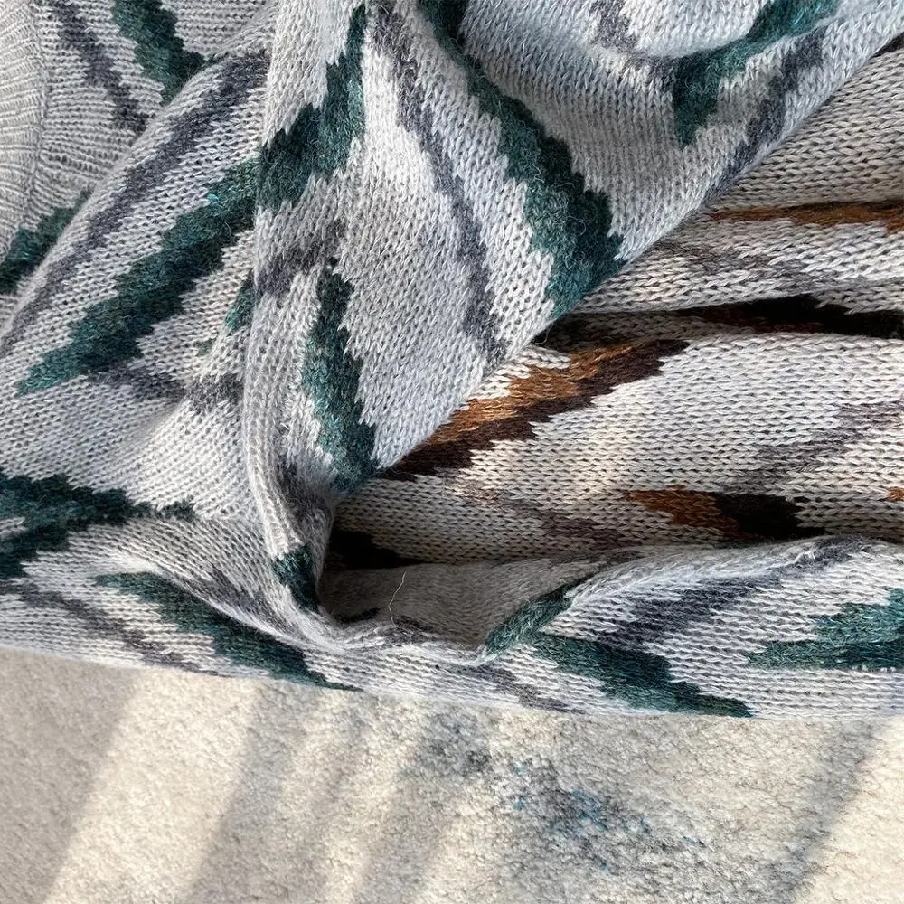 

Geometric Pattern Knit Sweater Women's O-neck Loose 2020 Autumn Winter New Knit Jumper