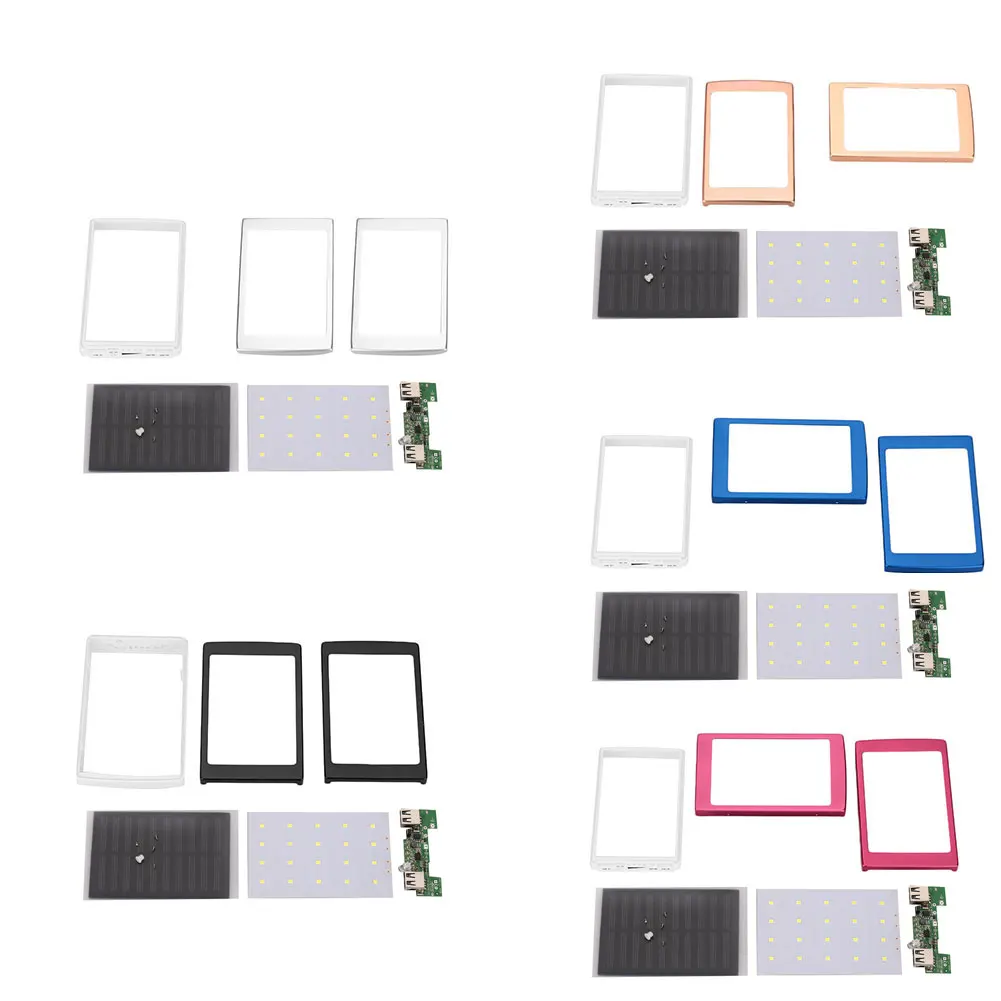 7 цветов Солнечный СВЕТОДИОДНЫЙ Портативный Удобный внешний аккумулятор с двумя