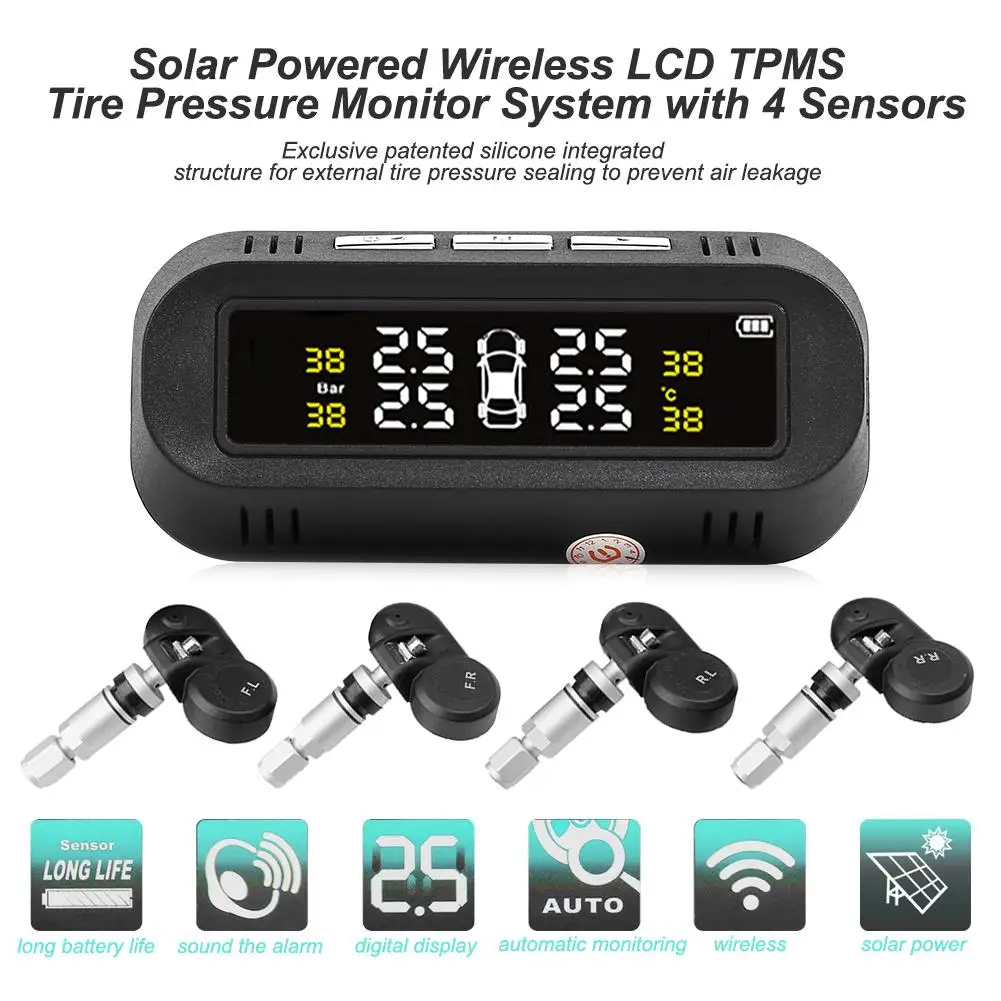 Система контроля давления в шинах C68 USB + Solar Car TPMS с 4 внутренними датчиками - купить