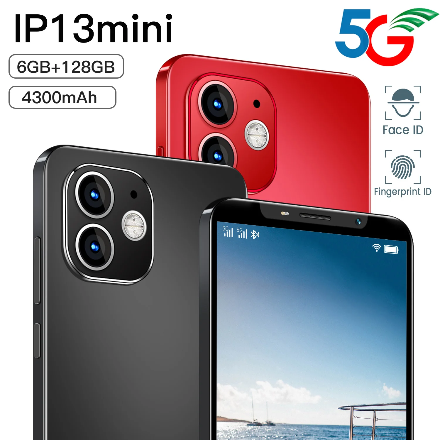 

4.72 Inch IP13mini Global Version Smartphone 6+128GB 4300mAH Android10 Full Screen Support Google Face Unlock 5G Luxury Phone