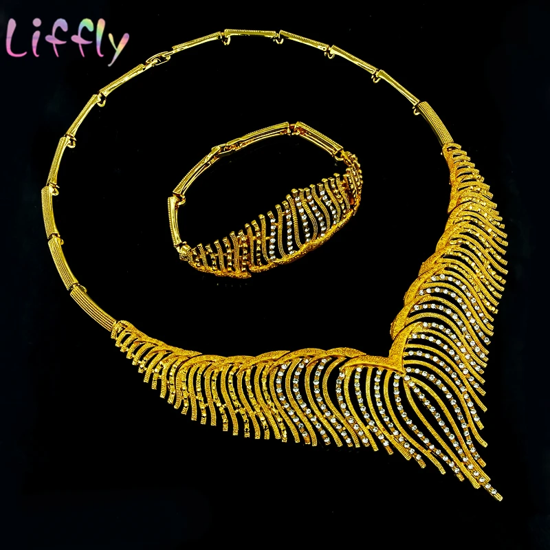 Африканские Ювелирные наборы классическое хрустальное ожерелье серьги кольцо