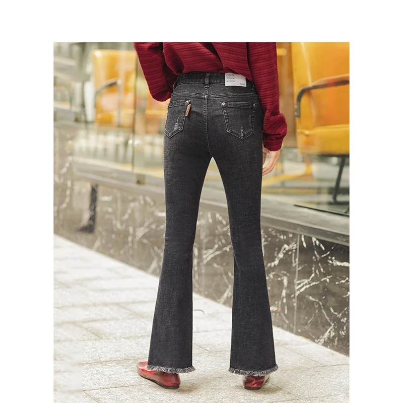 INMAN Winter All Matched Personality Flare Slim Fur Women Long Jeans | Женская одежда