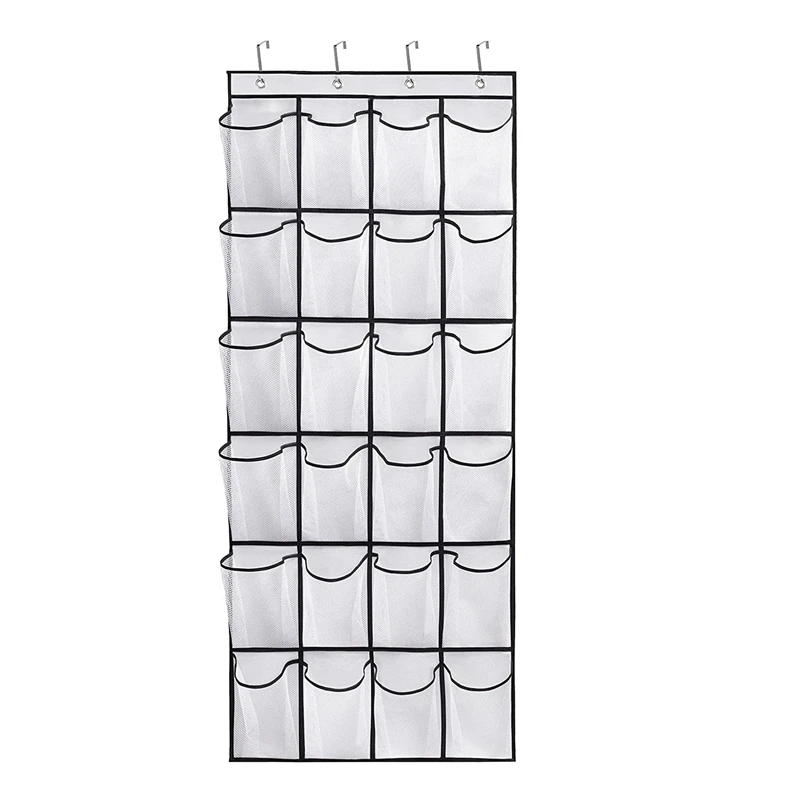 

Over The Door Shoe Organizers Racks 24 & 12 Large Mesh Pockets Hanging Shoe Holder Hanger for Closet Bedroom, 2 Packs