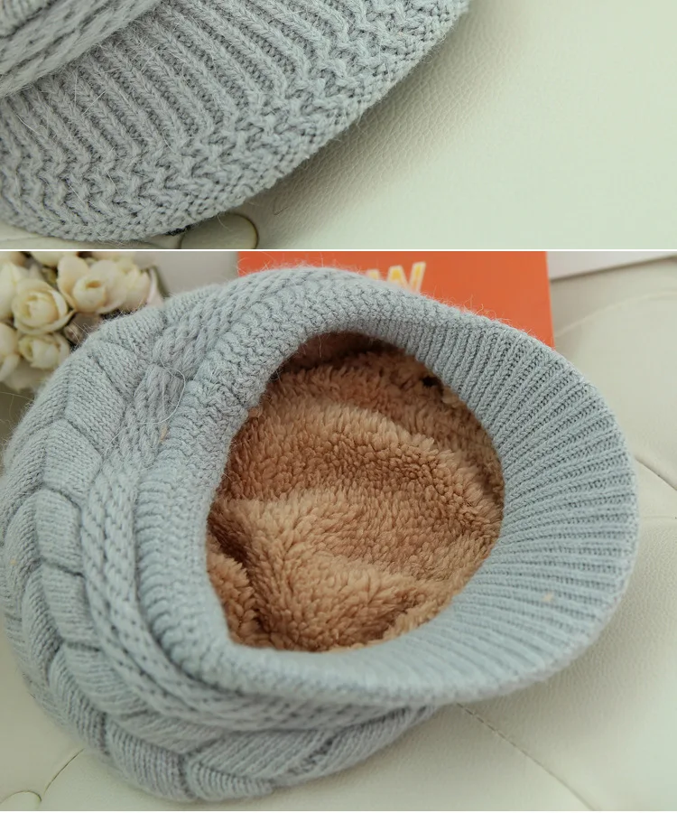 New beanie Elegant women's hat Knitted winter hat for the girl Cap Bow Autumn Ladies Female Fashion Beret Rabbit hair