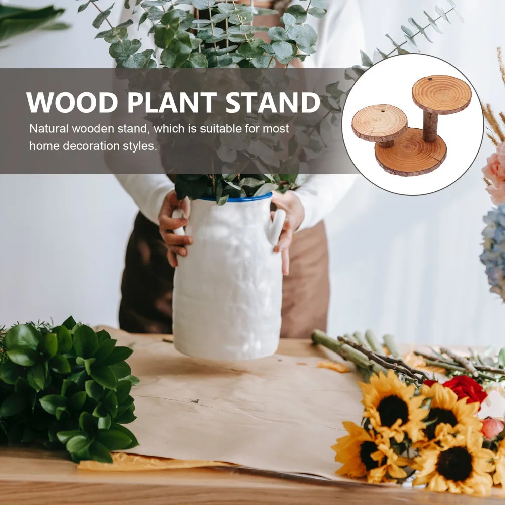 

1Pc Wood Plant Stand Household Flowerpot Base Wooden Plant Storage Stand