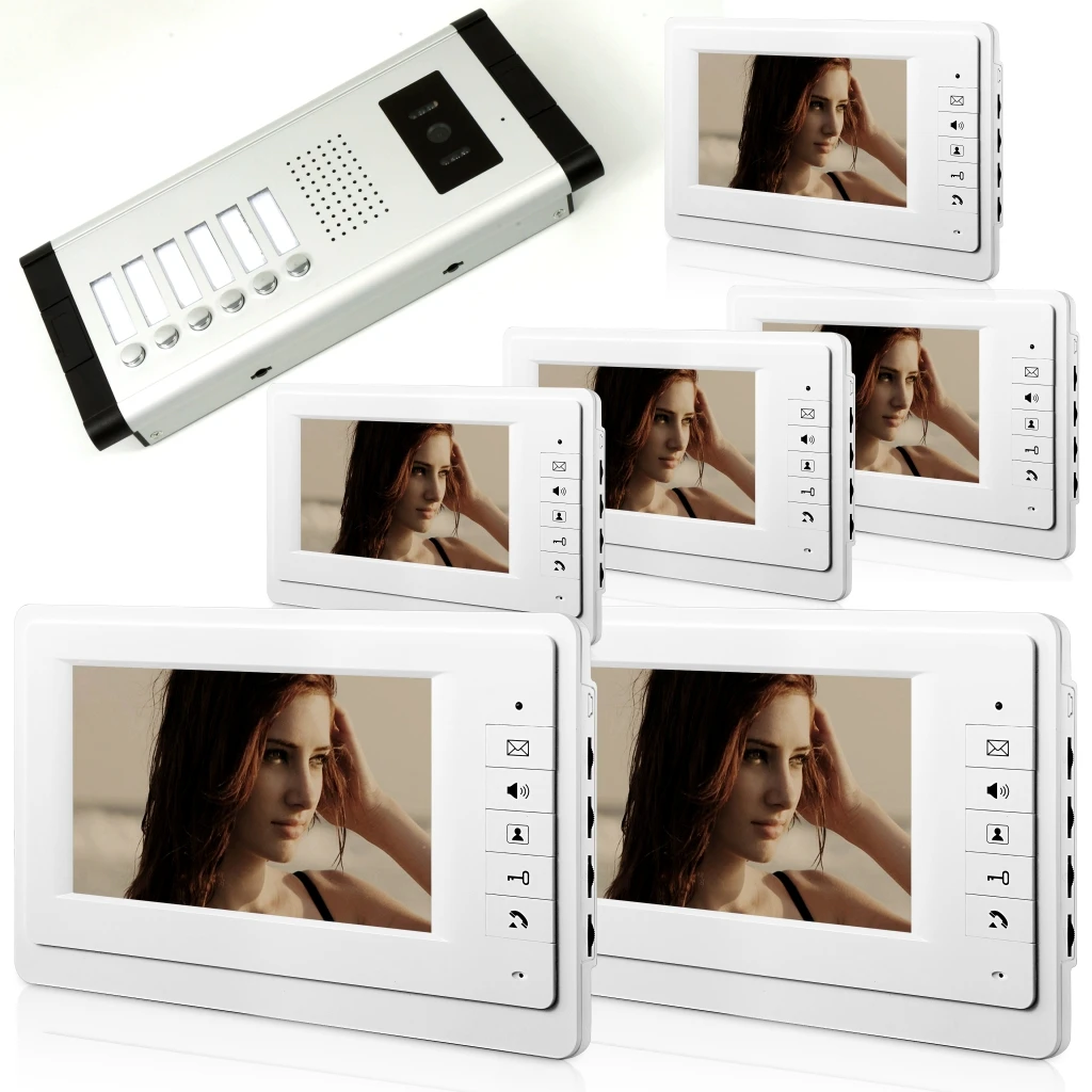 Yobang Security 3 to 12 Units Video Door Phone Visual Entry Intercom Home System Kit 7" Apartment Doorbell | Безопасность и