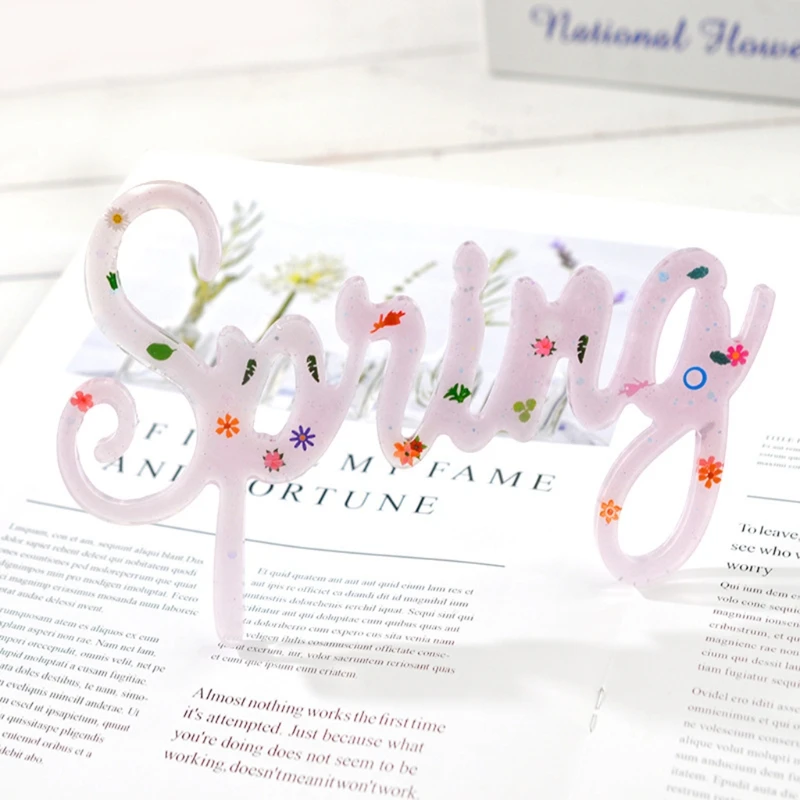 

2021 New DIY Letter Sign Spring Family Resin Casting Molds English Letters Keychain Mold 2020 trend
