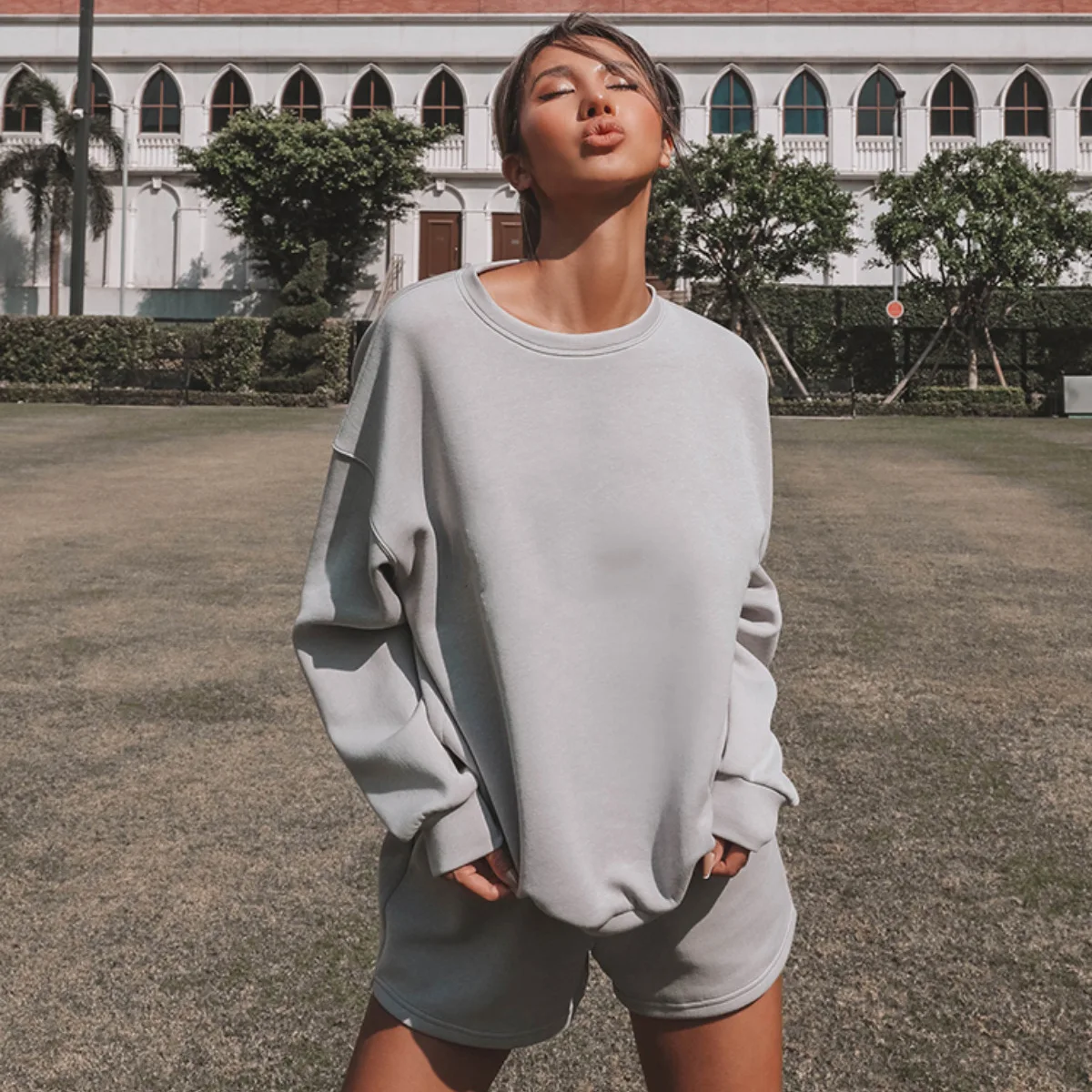 

Women's new products fashion casual shorts sweater suit two-piece suit women shopping sports yoga gym sports suit