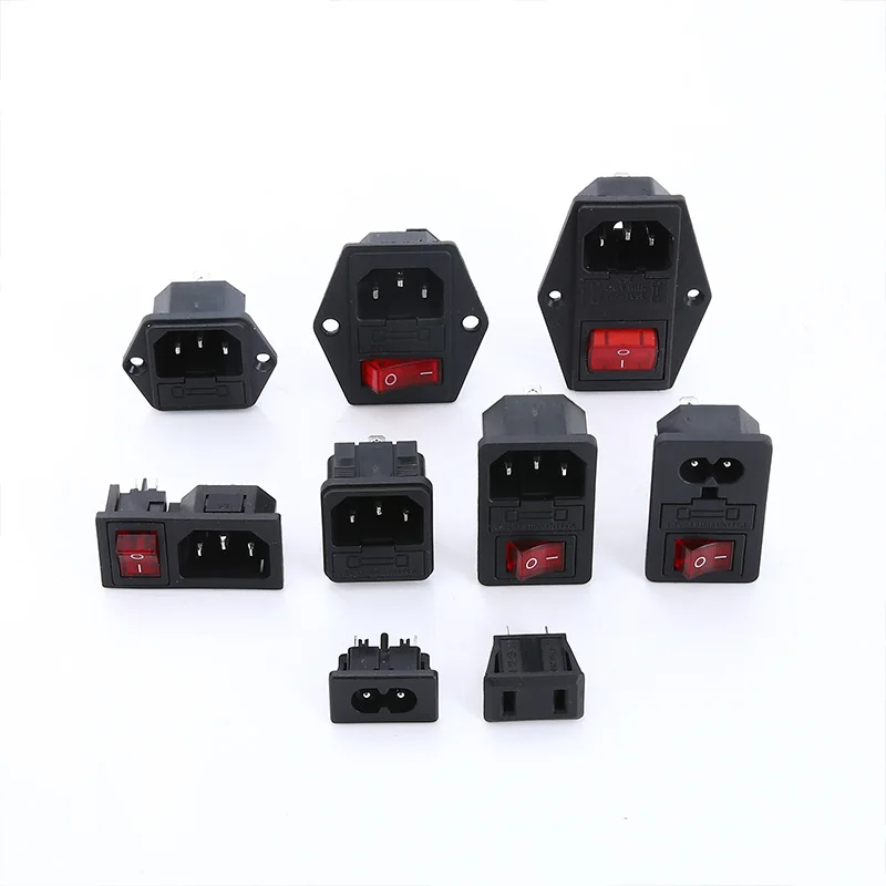 Светодиодная электрическая розетка IEC320 C14 C15 3 контакта 250 В клавишный