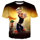 Футболка Popeye с 3D принтом для мужчин и женщин, уличная одежда, рубашка с круглым вырезом в стиле панк, лето 2021