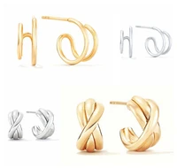 925 silver ear needle cross stud earrings for women gold silver color simple geometric earrings fashion jewelry accessories
