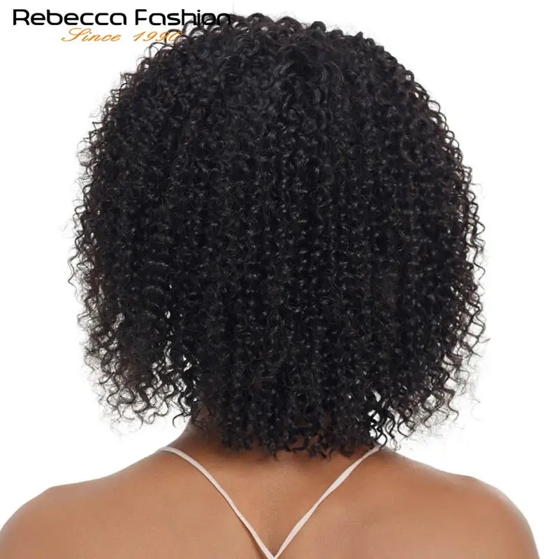 Короткие парики Ребекка Боб афро кудрявые вьющиеся человеческие волосы машинка