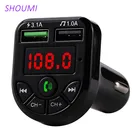 Shoumi FM-передатчик 4.1A Bluetooth автомобильный комплект с двойным USB Автомобильное зарядное устройство 3.1A 1A 2-портовый USB MP3 музыкальный плеер для iphone Xiaomi Samsung