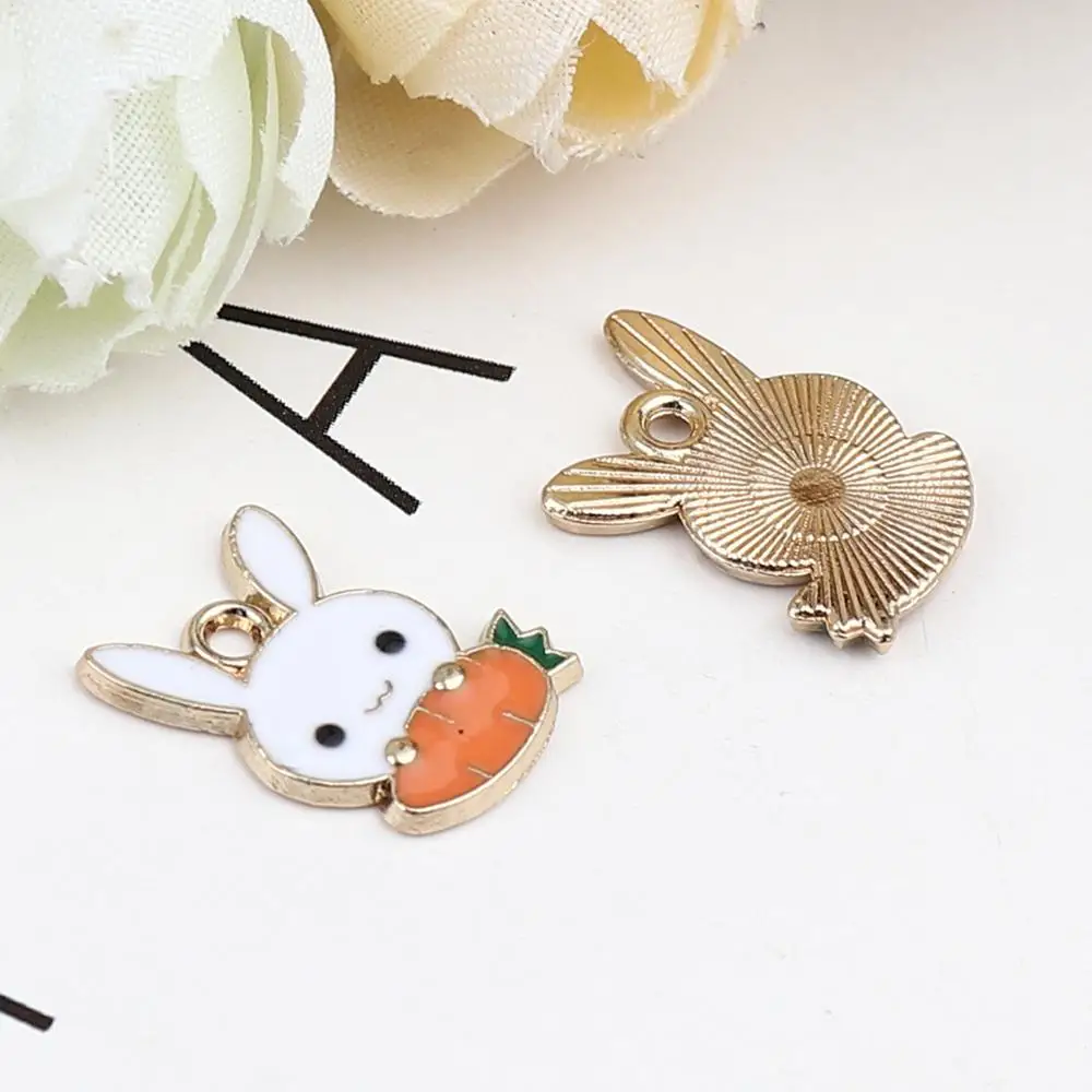 

Doreen Box Fashion Rabbit Orange/Pink Enamel Carrot Metal Charms Cute For Women Girls DIY Making Earrings Jewelry Gifts ,20PCs