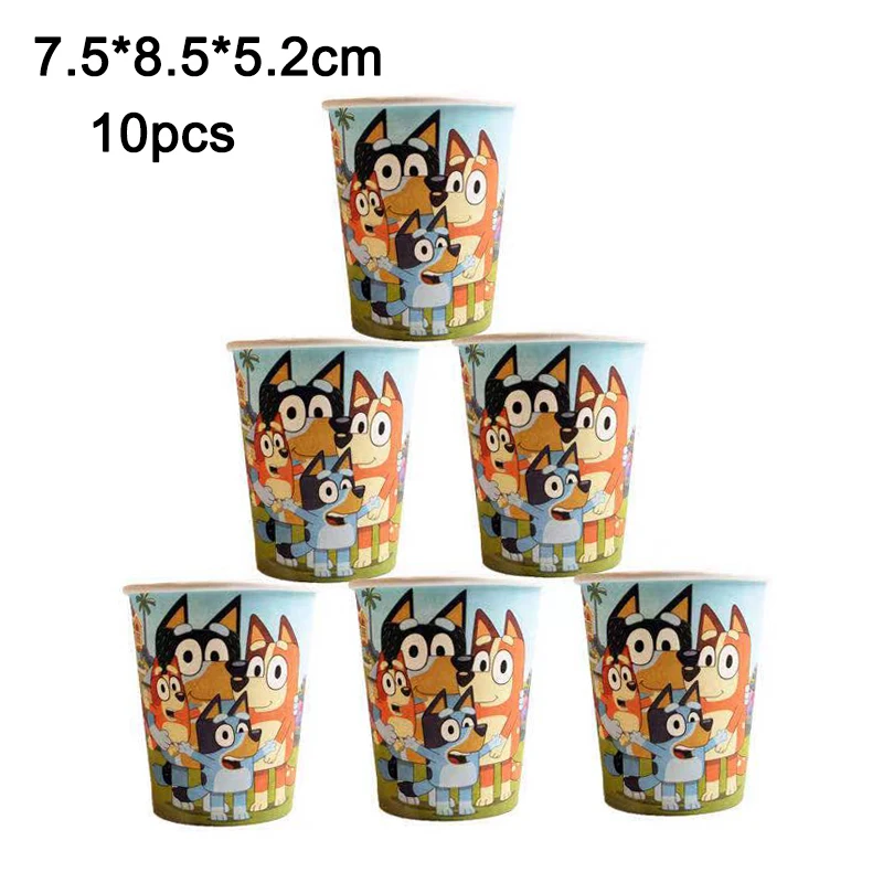 Vajilla desechable con tem&aacute;tica de Bingo Bluey para fiesta de Cumplea&ntilde;os de Ni&ntilde;os, plato y taza, suministros de decoraci&oacute;n para Baby Shower, 119 piezas-1