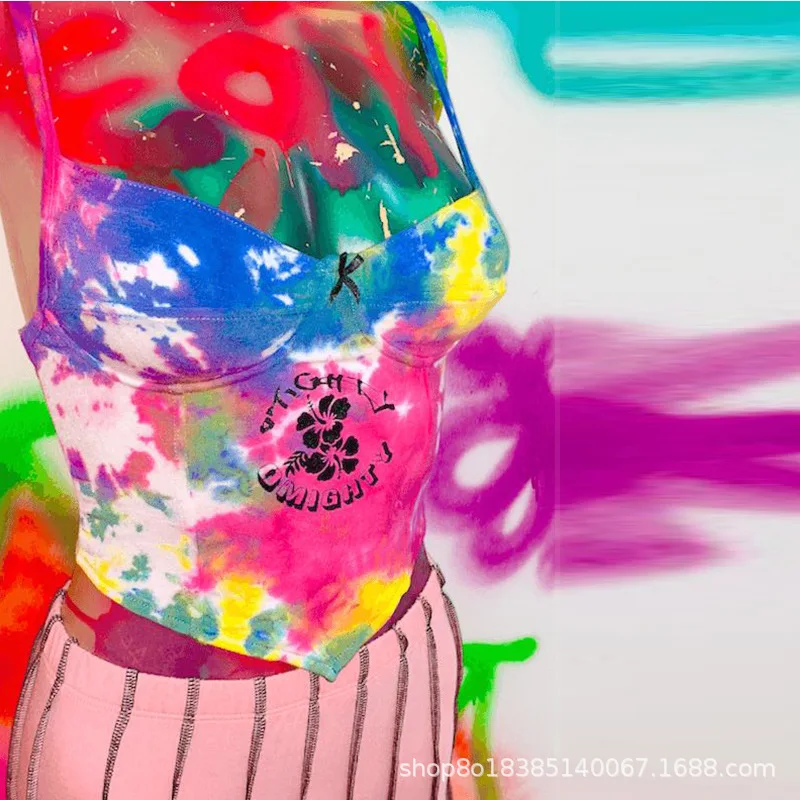 MONMOIRA модные резинки для девочек Топик с краской женские летние топы милым