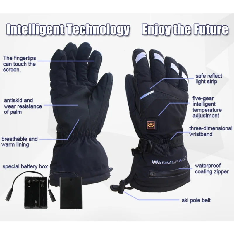 

1 Pair High quality Waterproof Heated Gloves Winter USB Hand Warmer Electric Thermal Gloves Battery Powered Motorcycle Ski Glove