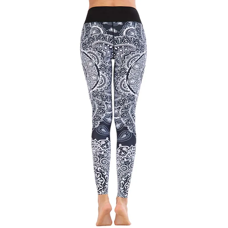 Штаны для йоги с этническим принтом спортивные Леггинсы штаны фитнеса высокое