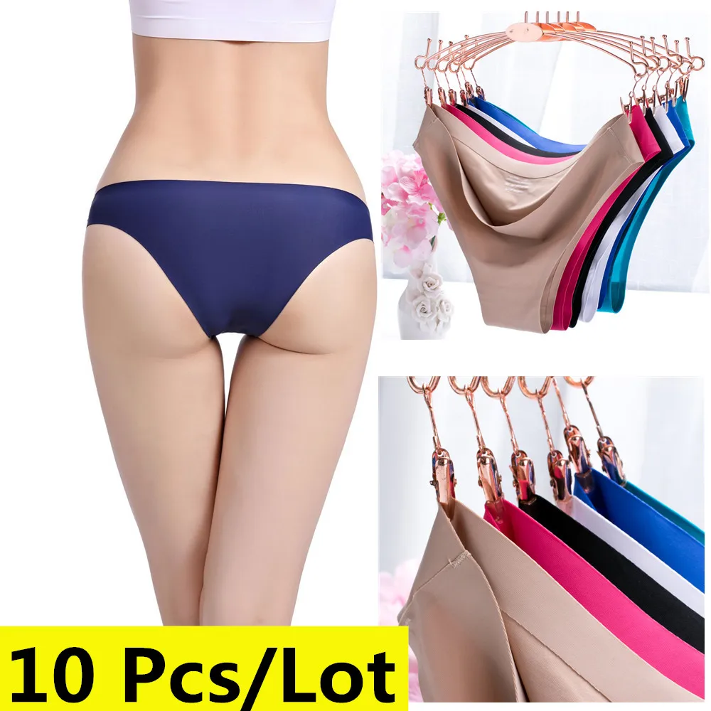 

10Pcs/Lot Women's G-String Thong Low-Rise Panties String Underwear Seamless Ultrathin Sexy Women Briefs Plus Size Lingerie