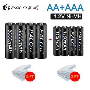 Аккумуляторы PALO AA 3000 мА  ч + 1100 мА  ч, никель-металлогидридные, 1,2 в, для игрушек, камер