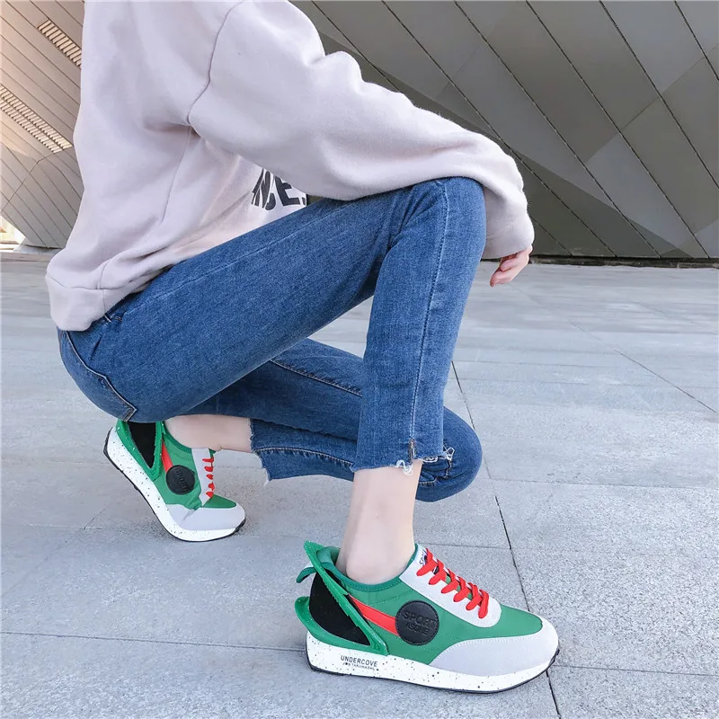 X/брендовые Модные Зеленые разноцветные кроссовки на платформе женские удобные в