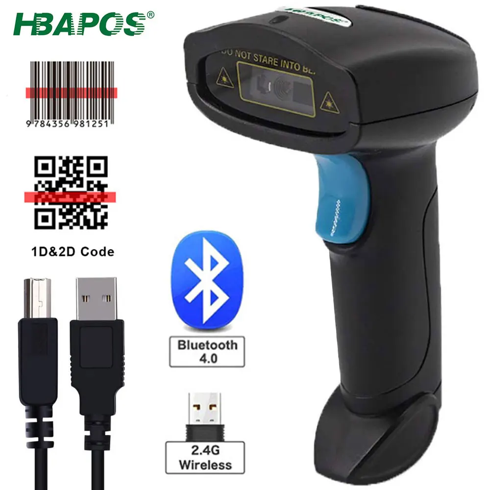 

Bluetooth сканер штрих-кода 3-в-1, Bluetooth 2,4G, беспроводной USB, проводное подключение, смартфон, планшетный ПК, Ручной 1D 2D считыватель штрих-кодов