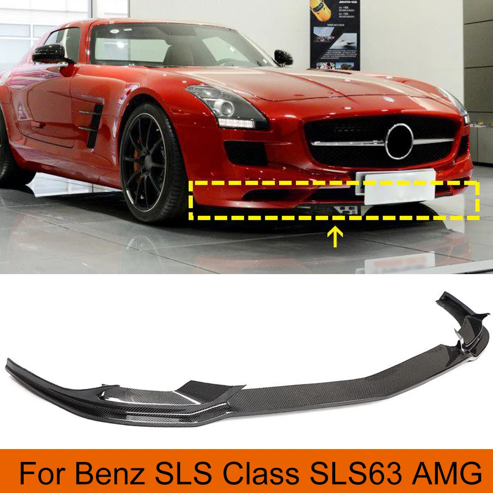 

Автомобильный передний бампер, спойлер для Mercedes-Benz класс SLS SLS63 AMG 2010-2013, передний спойлер для подбородка, сплиттер из углеродного волокна