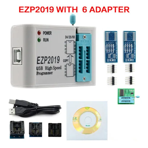ezp 2019 6adpter EZP высокоскоростной USB программатор EZP2019 с 12 разъемами Поддержка 24 25 26 93 EEPROM 25 флэш-чип биос поддержка WIN7 и WIN8 - Цвет: ezp 2019 6adpter