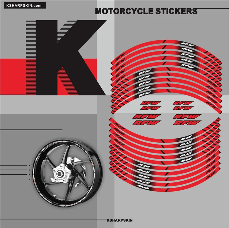 

Motorcycle inner wheel Stickers rim reflective decoration decals For APRILIA RFW