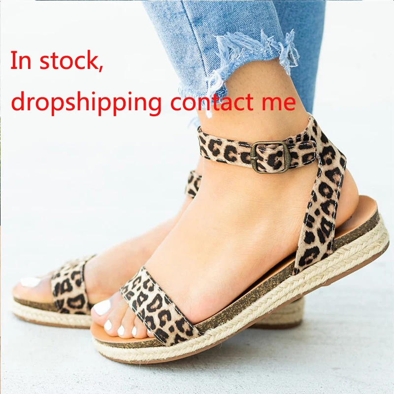 Женские сандалии из мягкой кожи Летние туфли на плоской подошве Большие 43