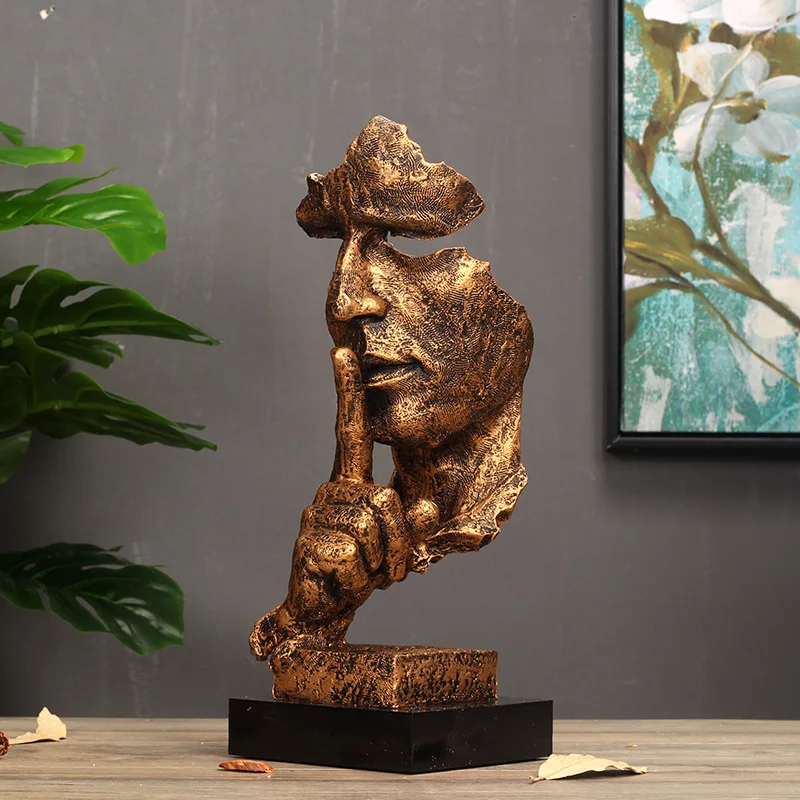 

Silence Is A Golden Character Model Sculpture Decoration Ornament Office Decoration Creative Modern Home Furnishings