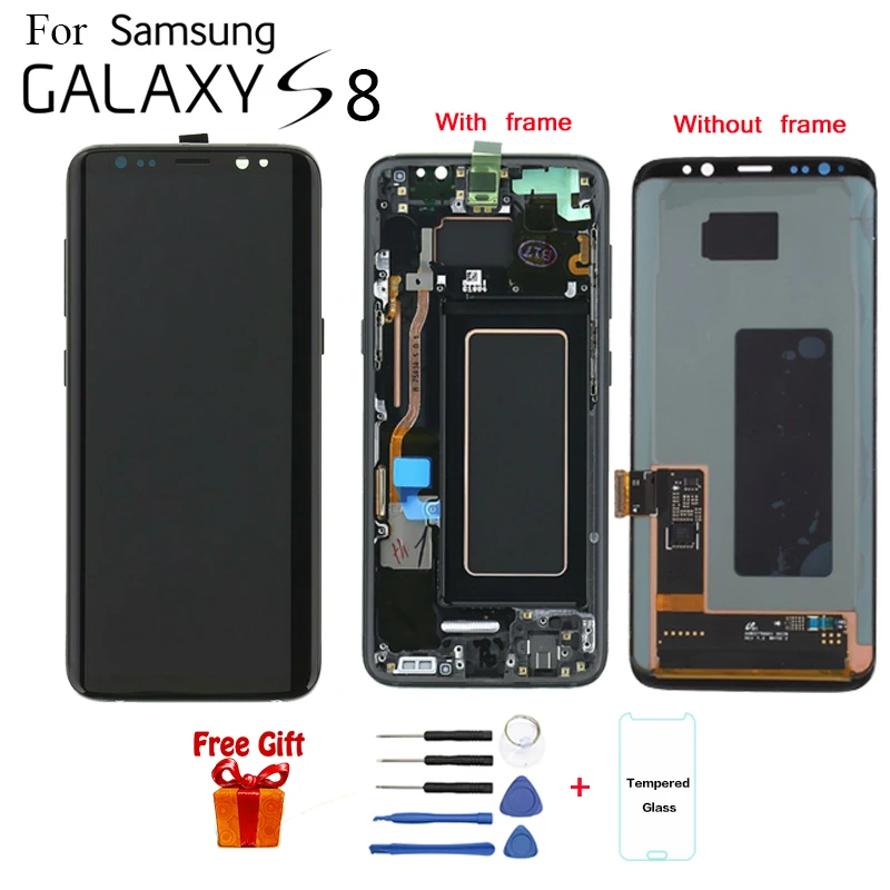 Оригинальный ЖК экран 5 8 ''S8 для SAMSUNG Galaxy S8 сменный с сенсорным дигитайзером в
