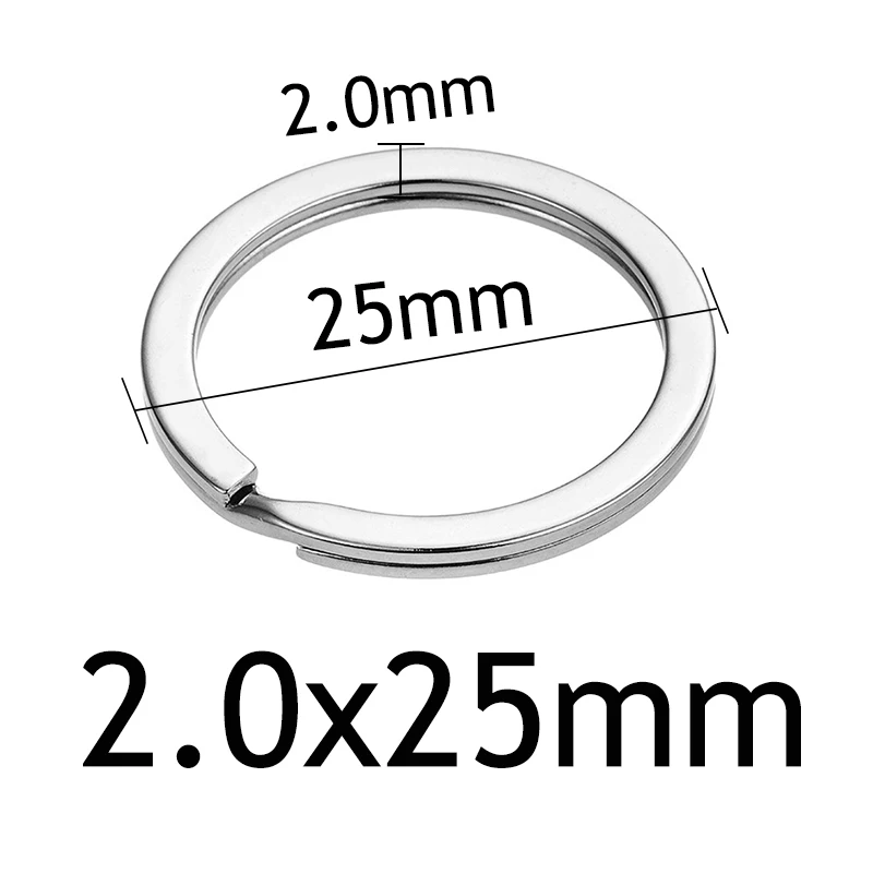 Flat 2.0x25mm 10 шт./лот Нержавеющая сталь Отверстие Ключ Брелок для ключей 20/23/25/28/30/33/35 мм Для женщин Сталь круглый Разделение милый брелок подарки для Для мужчин - Цвет: Flat 2.0x25mm