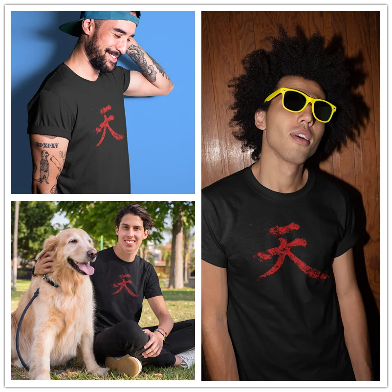 Akuma футболка с буквенным принтом Kanji хлопковая короткими рукавами и персонажей