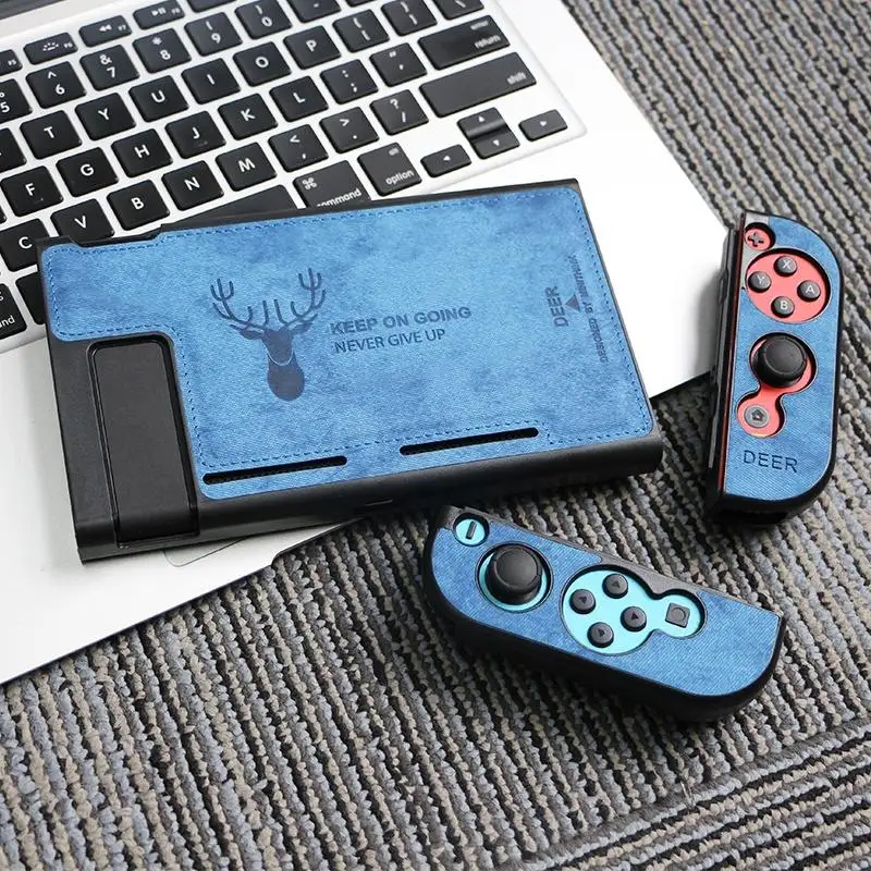 Blue Shell Тканевый чехол, силиконовый защитный чехол для задней панели Joy-Con, защита от пота, для переключателя с переключателем, с защитой экрана - Цвет: Blue Shell