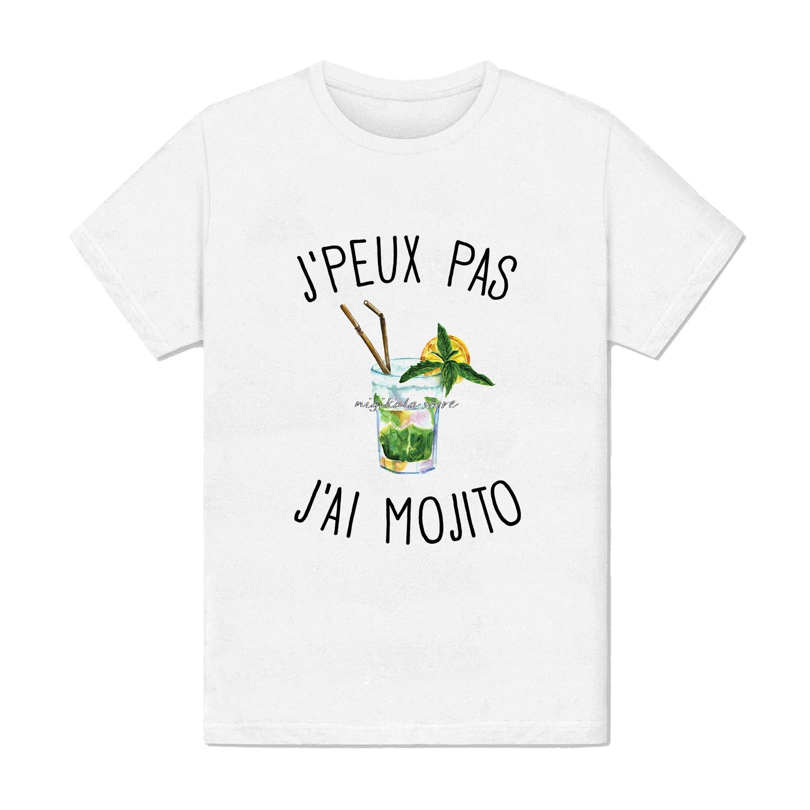 Футболка Homme Blanc Je peux pas j'ai mojito phase amusante cocktail drink летняя футболка с короткими