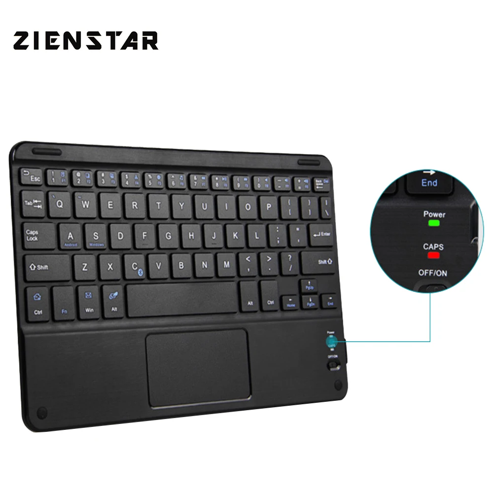 Black Zienstar 7 дюймов Беспроводная Bluetooth клавиатура с тачпадом для ПК компьютера/samsung Tab/Windows Tablet, Поддержка Android/Win системы - Цвет: Black