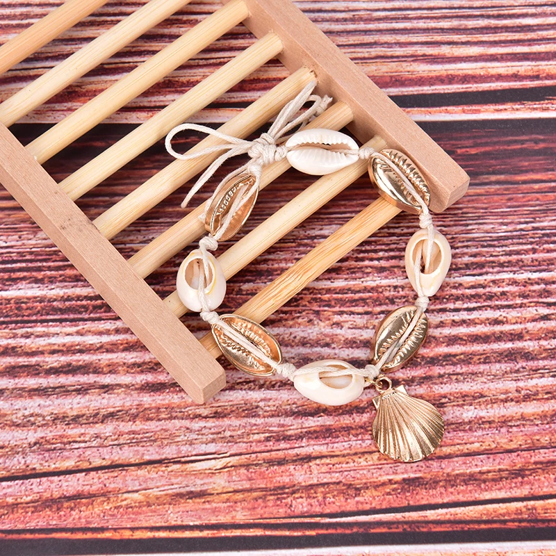 Натуральный Каури бусины в виде ракушки ножной браслет на ногу ручной работы