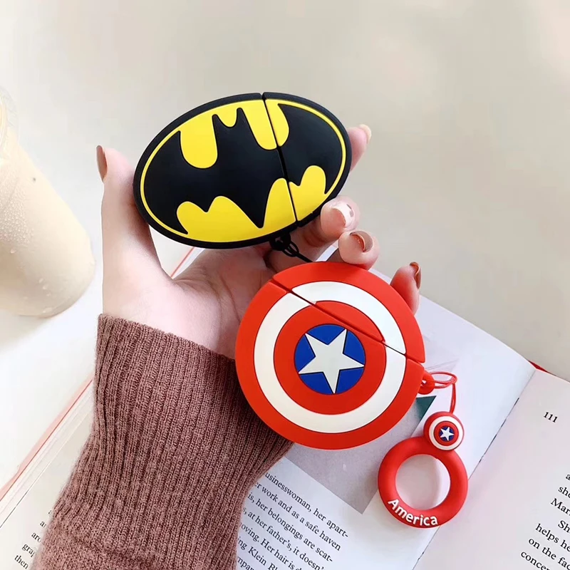 Супергерой Marvel Капитан Америка беспроводной Bearphone зарядный чехол для Apple AirPods 1 2 3D мягкий силиконовый Bluetooth коробка гарнитура